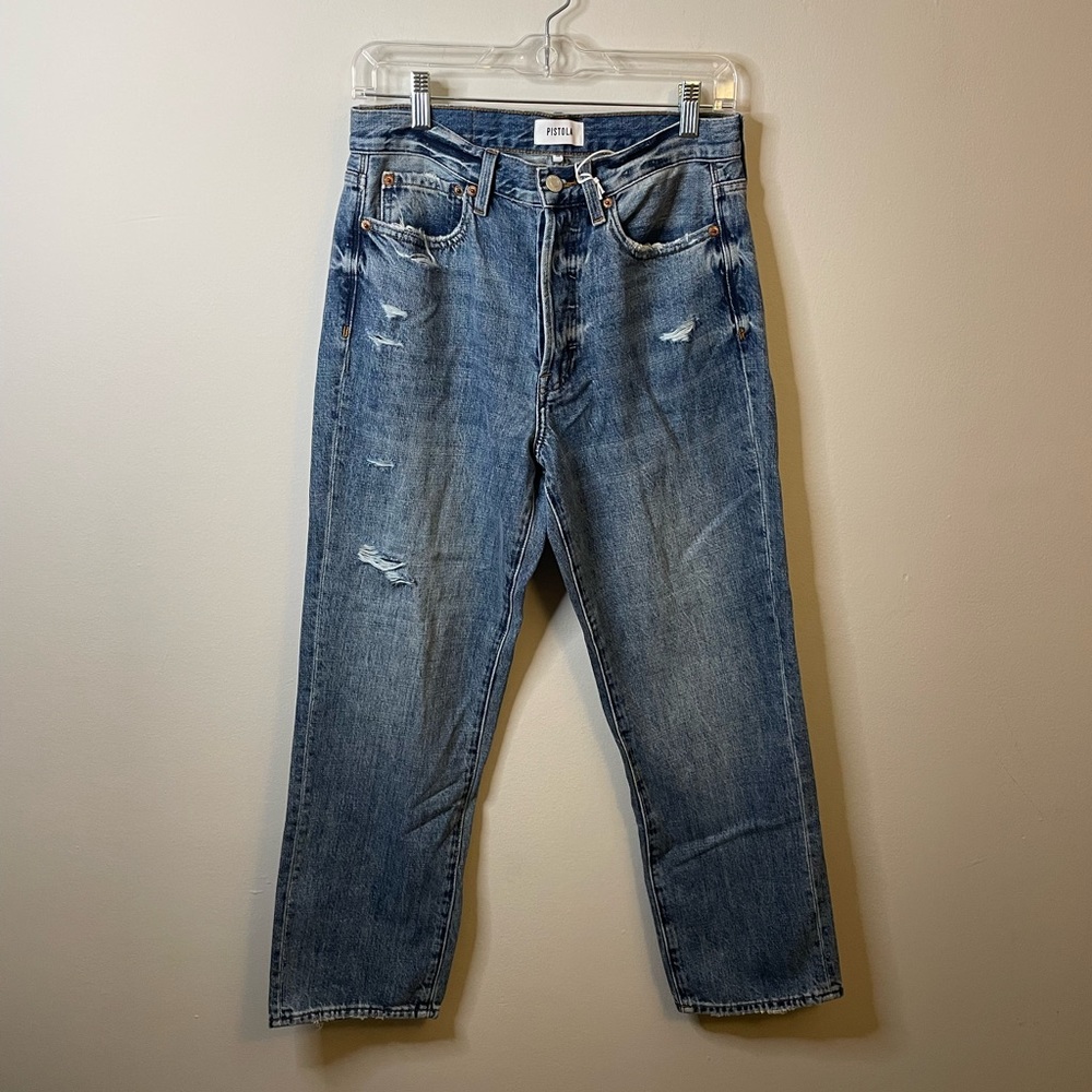NWT Pistola Revolve Charlie High Rise Straight Button Fly Jeans Antidote Wash
